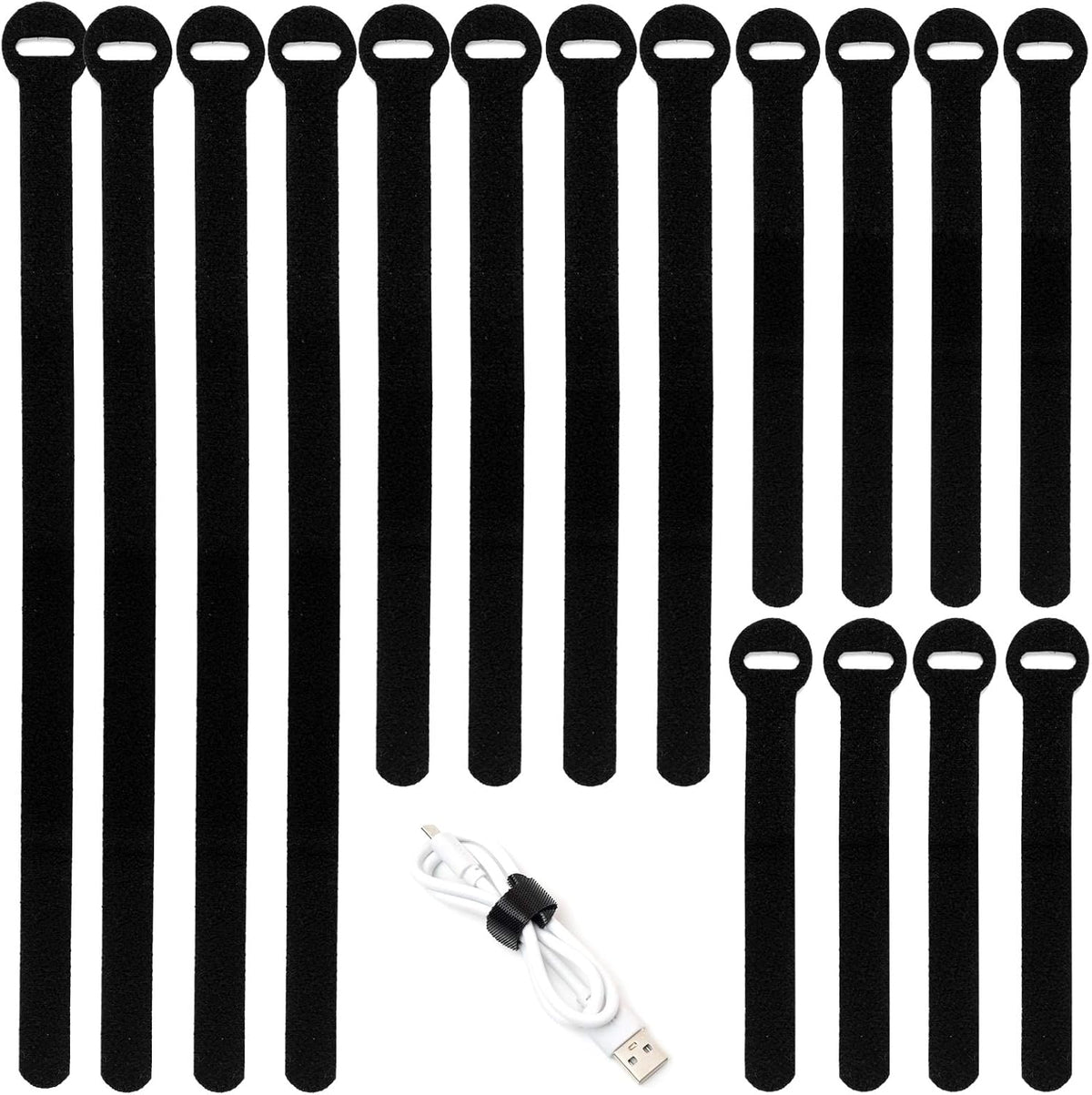 HAVE ME TD reusable cable ties 150 pieces front view showing assortment of sizes.