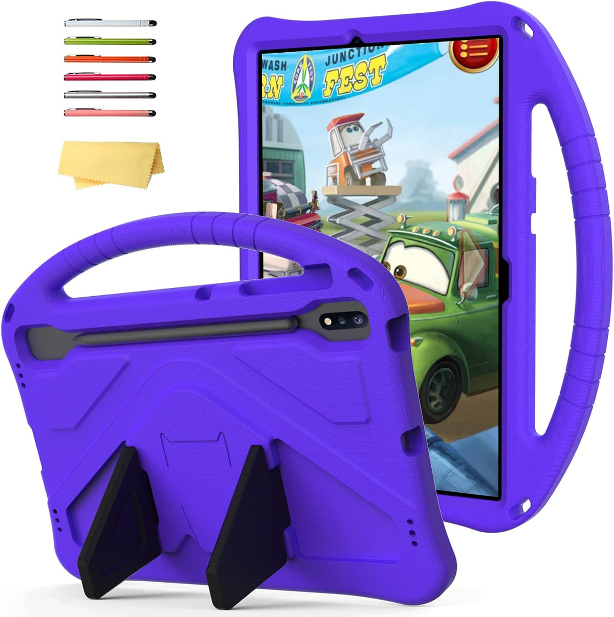 Kids Case for Samsung Galaxy Tab S10 Lite/ S10 FE/ S9 FE 10.9 inch/Tab S9/ S8/ S7 5G Tablet 11" with Anti-Slip Handle Stand Lightweight Soft EVA Shockproof Kickstand Girl Boy Cover, Black - Image 10