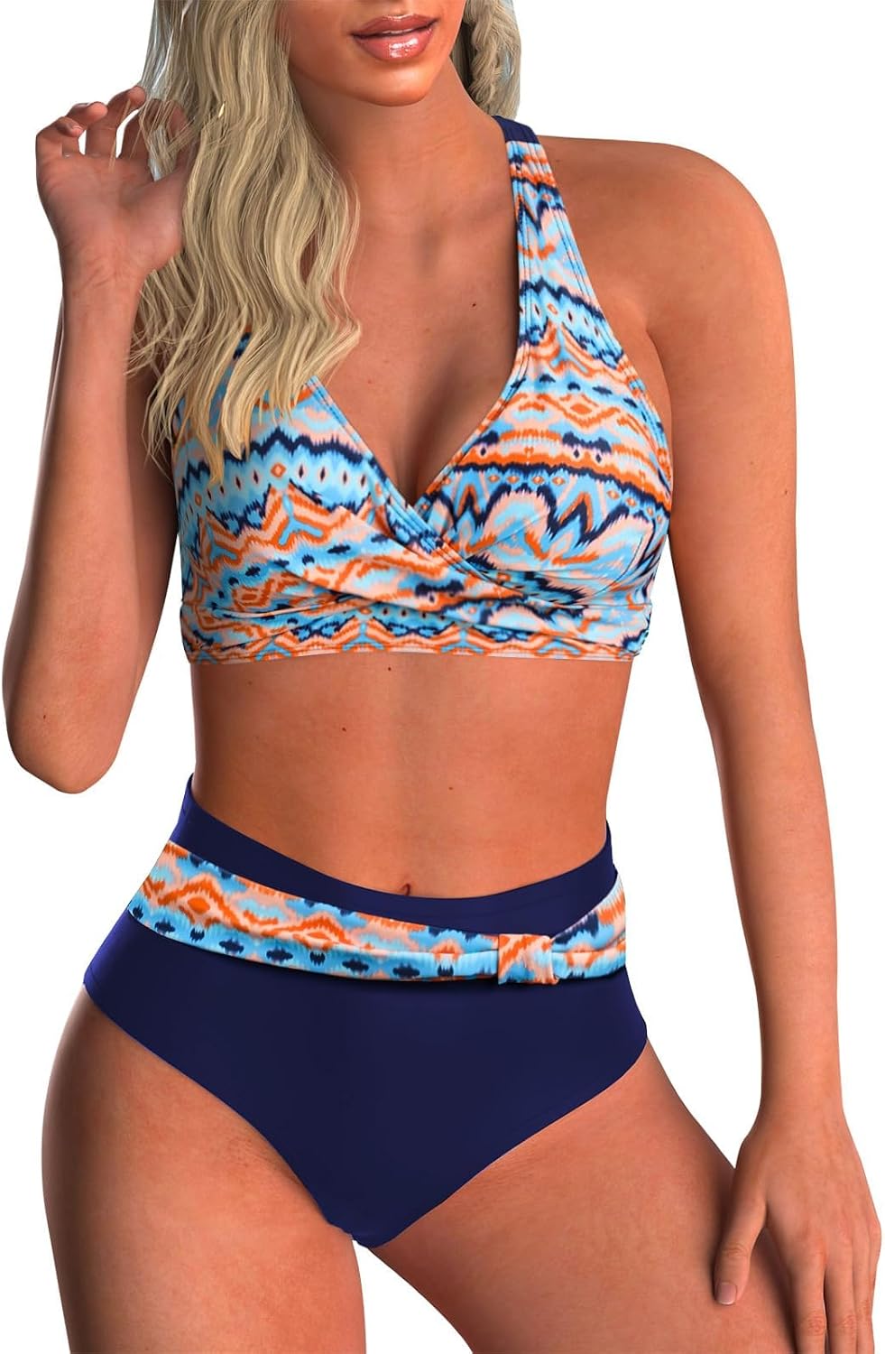 Women's Bikini Sets High Waist 2 Piece V Neck Twist Front Swimwear | Tummy Control, High Waisted Bikini, Push Up, Removable Pad, Adjustable Straps, Crisscross Back, Beach, Pool, Vacation Suits - Image 14
