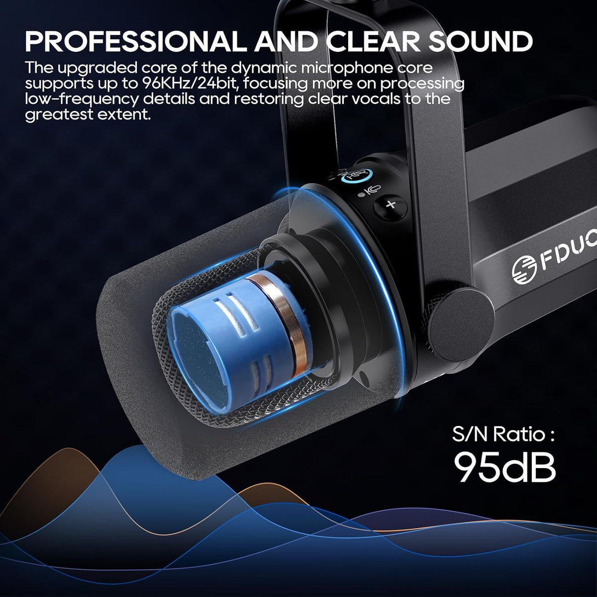 FDUCE SL40 microphone showing USB-C and XLR dual ports