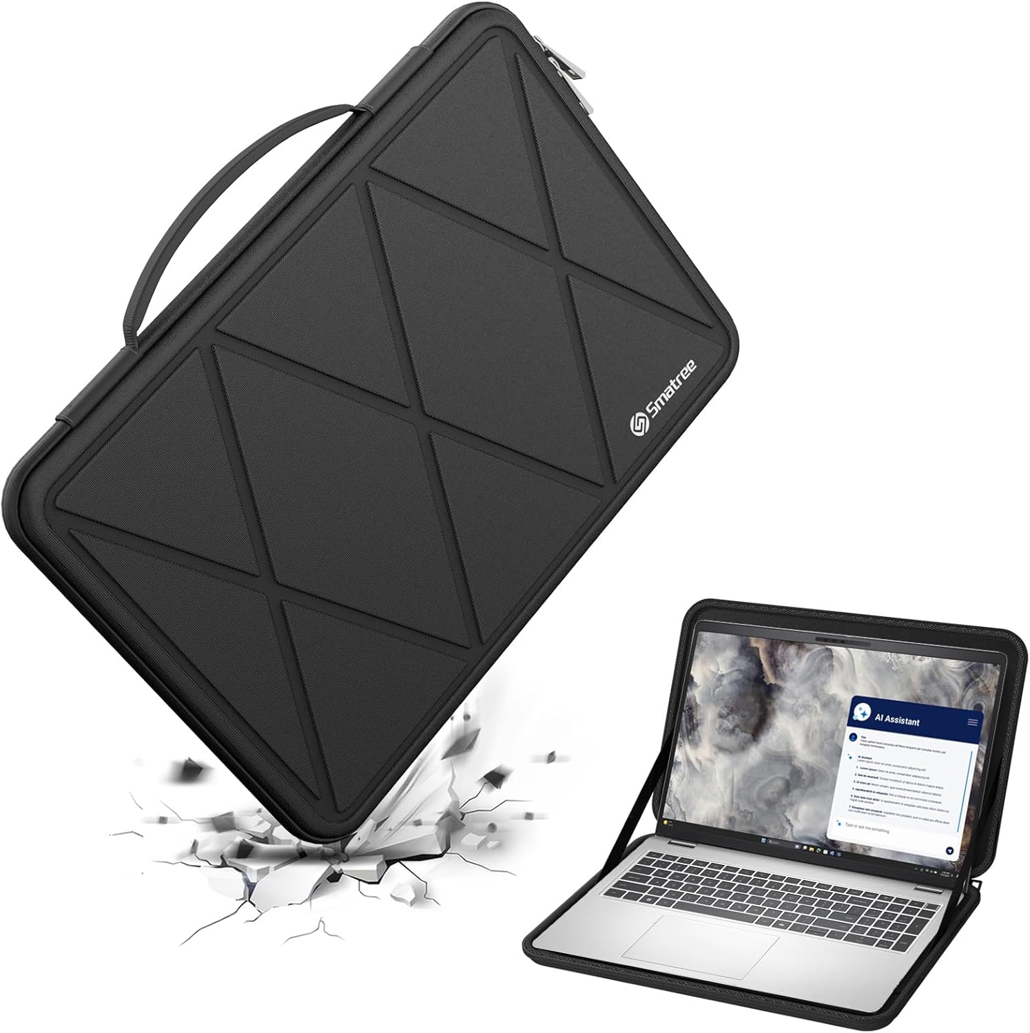 Smatree hard EVA protective laptop sleeve case front view showing black diamond pattern