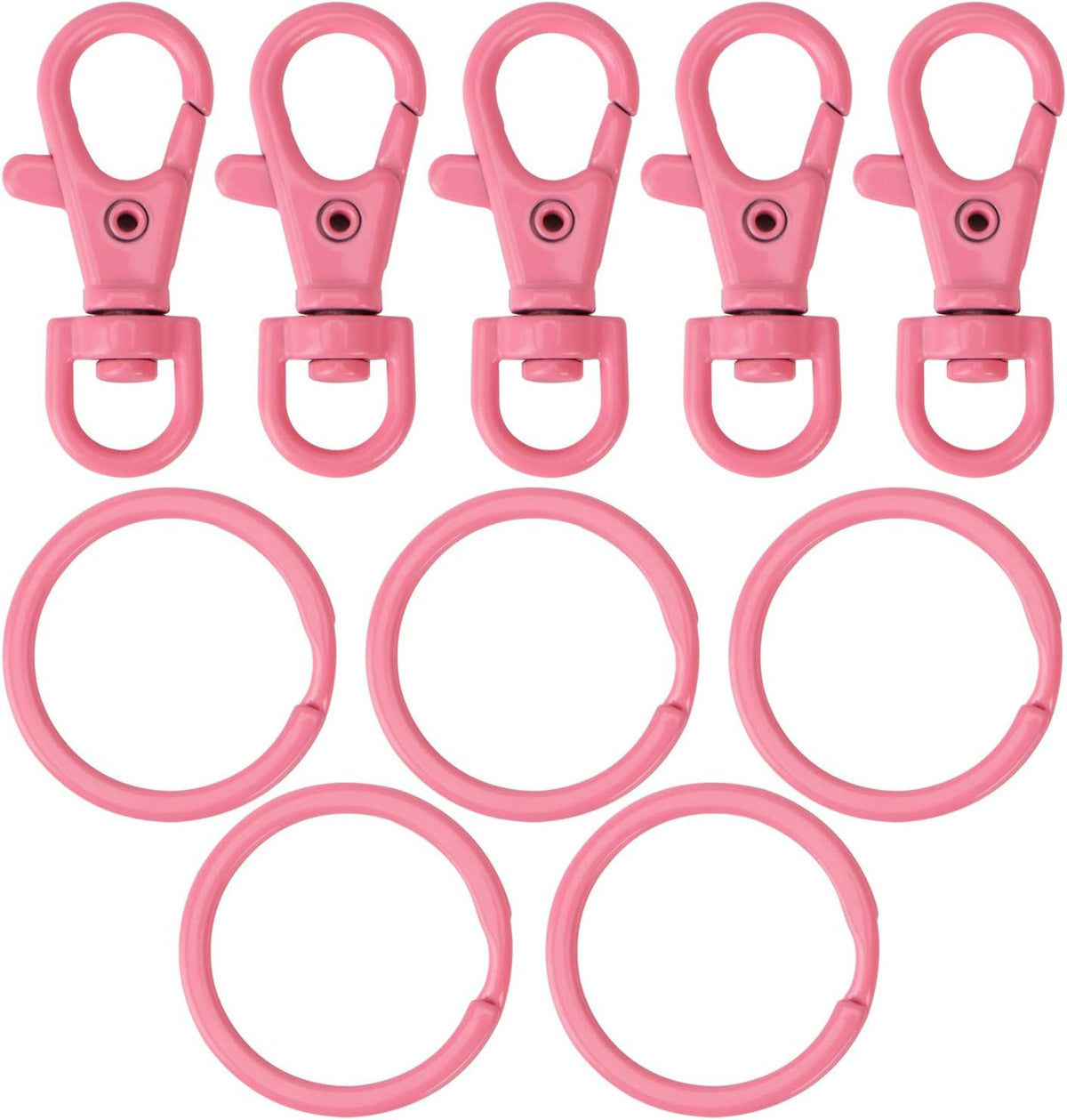 Samloo pink keychain set front view with swivel clasps and flat rings