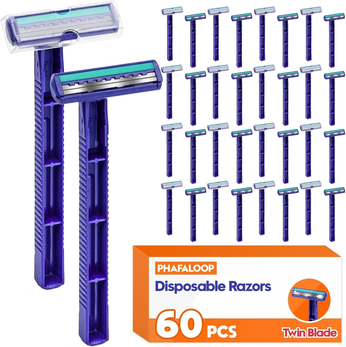 Phafaloop twin blade disposable razors bulk pack front view