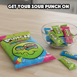 Sour Punch Taffy Candy Chews unwrapped piece showing sour coating