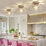 Q&S modern chrome flush mount fixture lit up