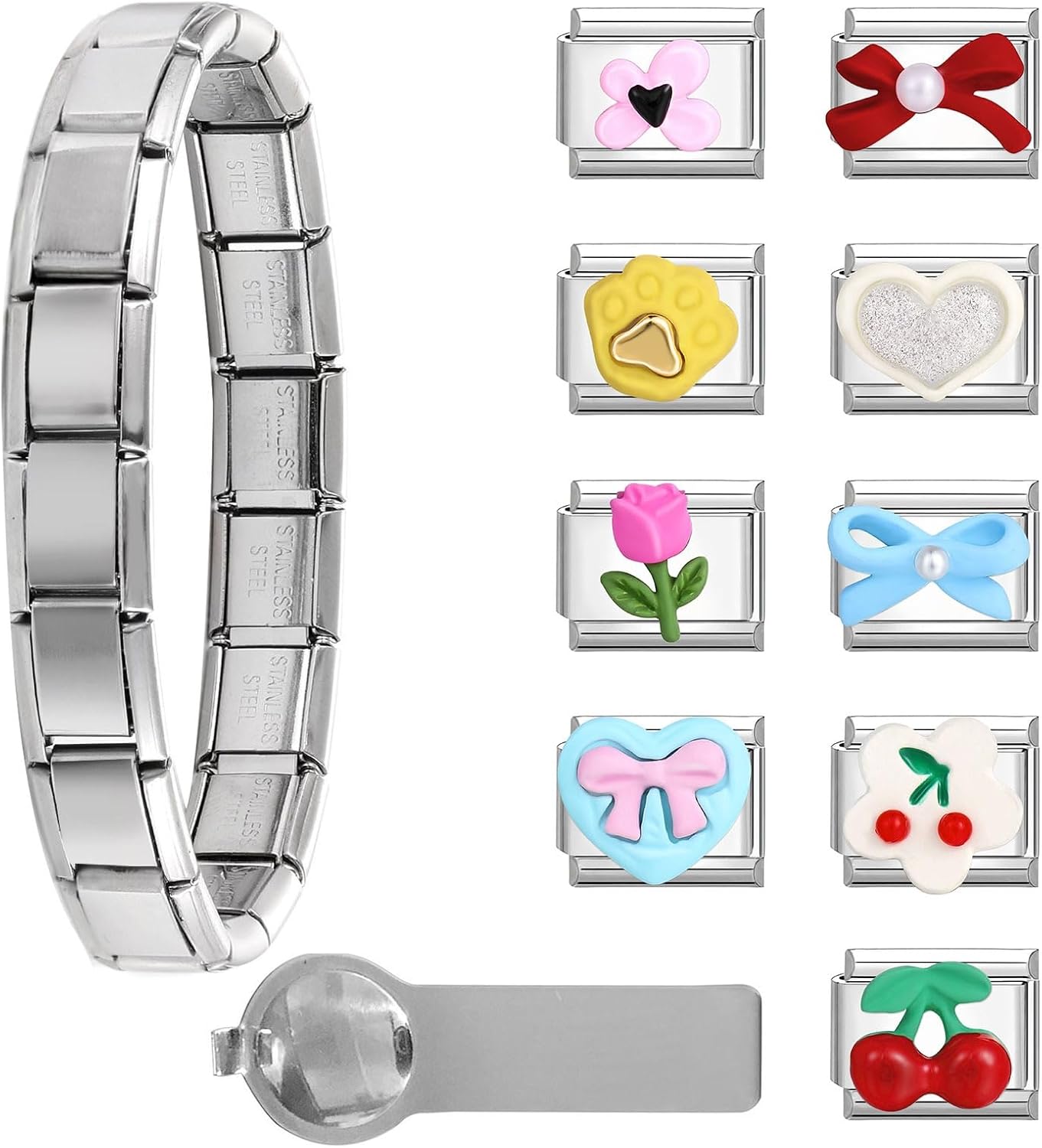 ITingstere Italian Charms Bracelet Set front view modular jewelry