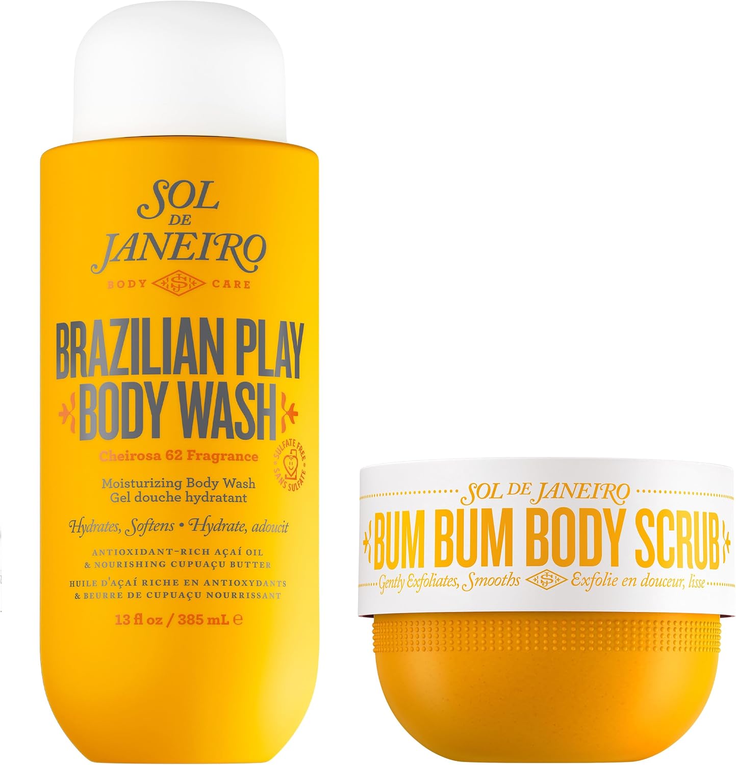 Sol de Janeiro Brazilian Play Body Wash and Scrub Duo set front view authentic USA imported product