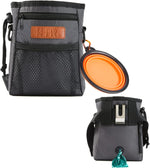 KHPR hands free dog treat bag clipped onto waist belt with metal clip