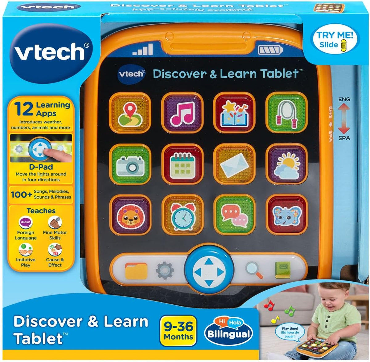 VTech educational tablet packaging and included accessories