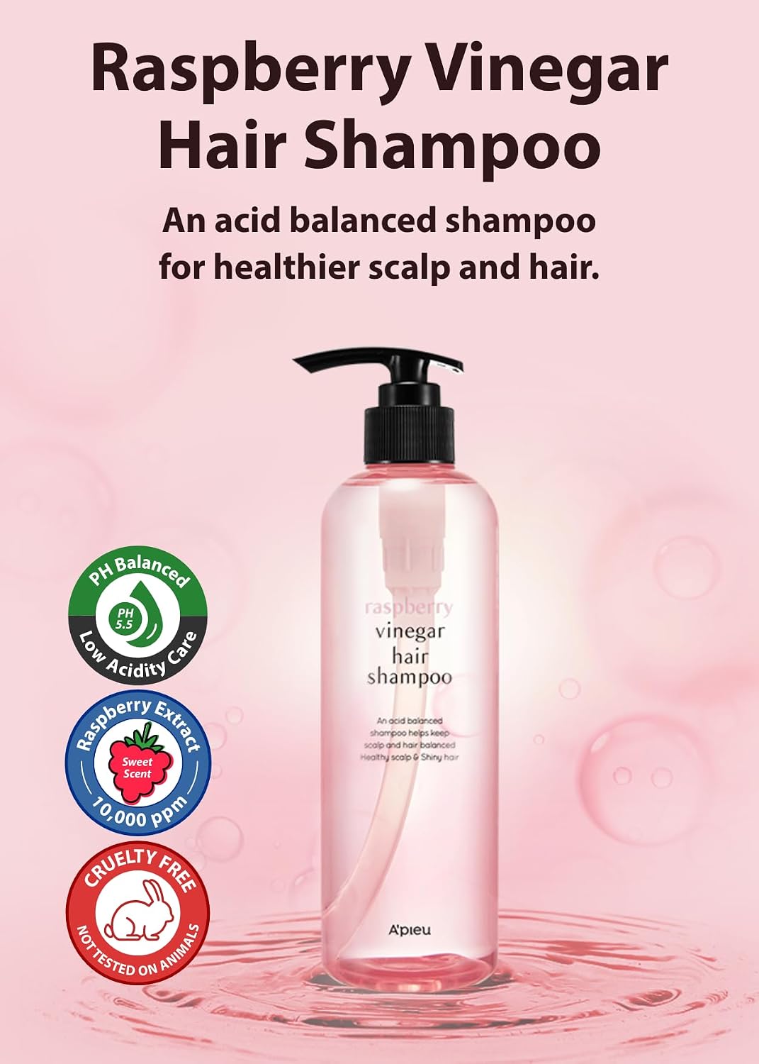 APieu Raspberry Vinegar Hair Shampoo pump bottle design