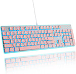 Surmen G1000 pink typewriter keyboard front view showing full 104 keys layout