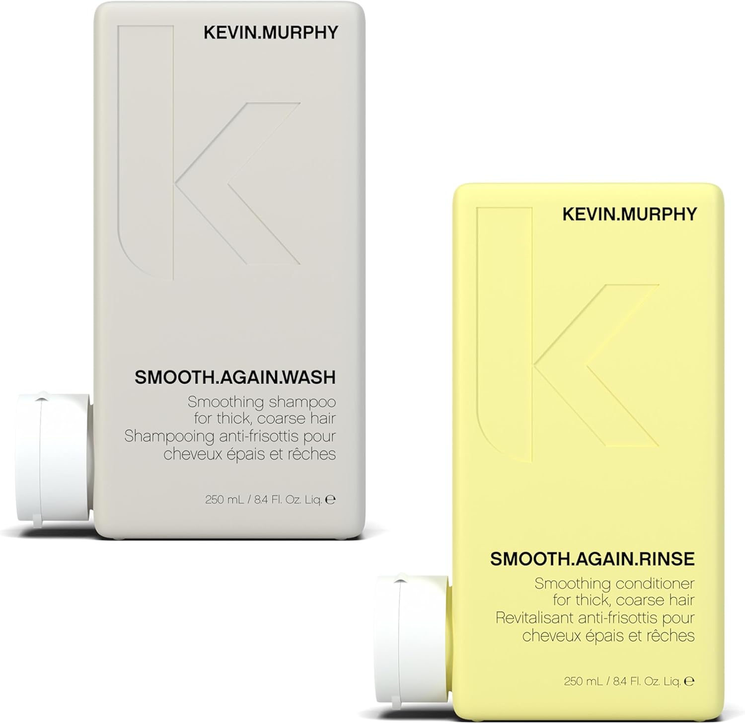 KEVIN.MURPHY SMOOTH.AGAIN WASH & RINSE - Frizz Control Shampoo & Smoothing Conditioner - For Thick & Unruly Hair - Hair Repair Shampoo & Conditioner - Sulphate Free - 250 mL / 8.4 fl oz - 2 Pack - Image 1