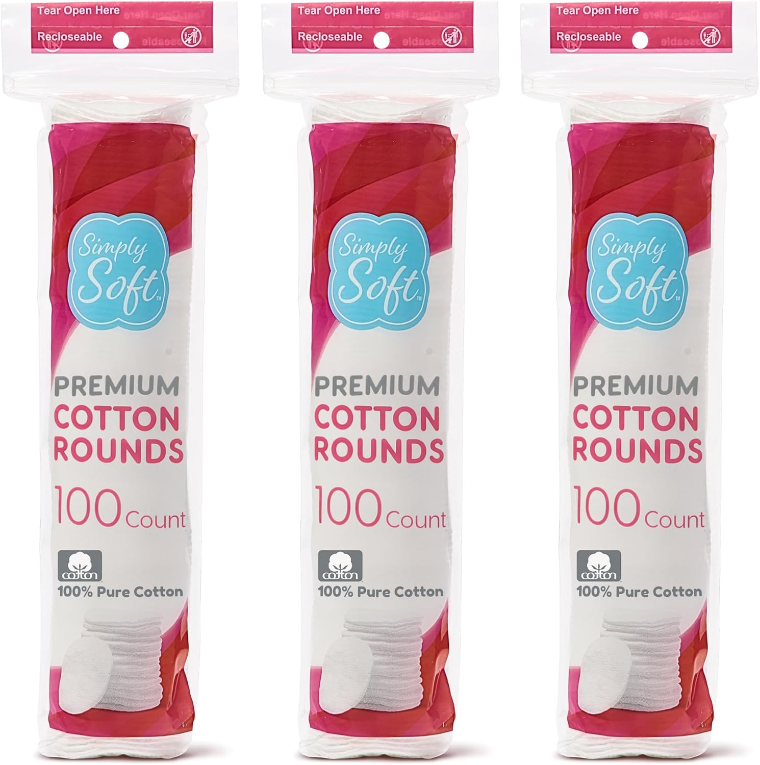 Medline Simply Soft Cotton Rounds 300 Count front packaging view