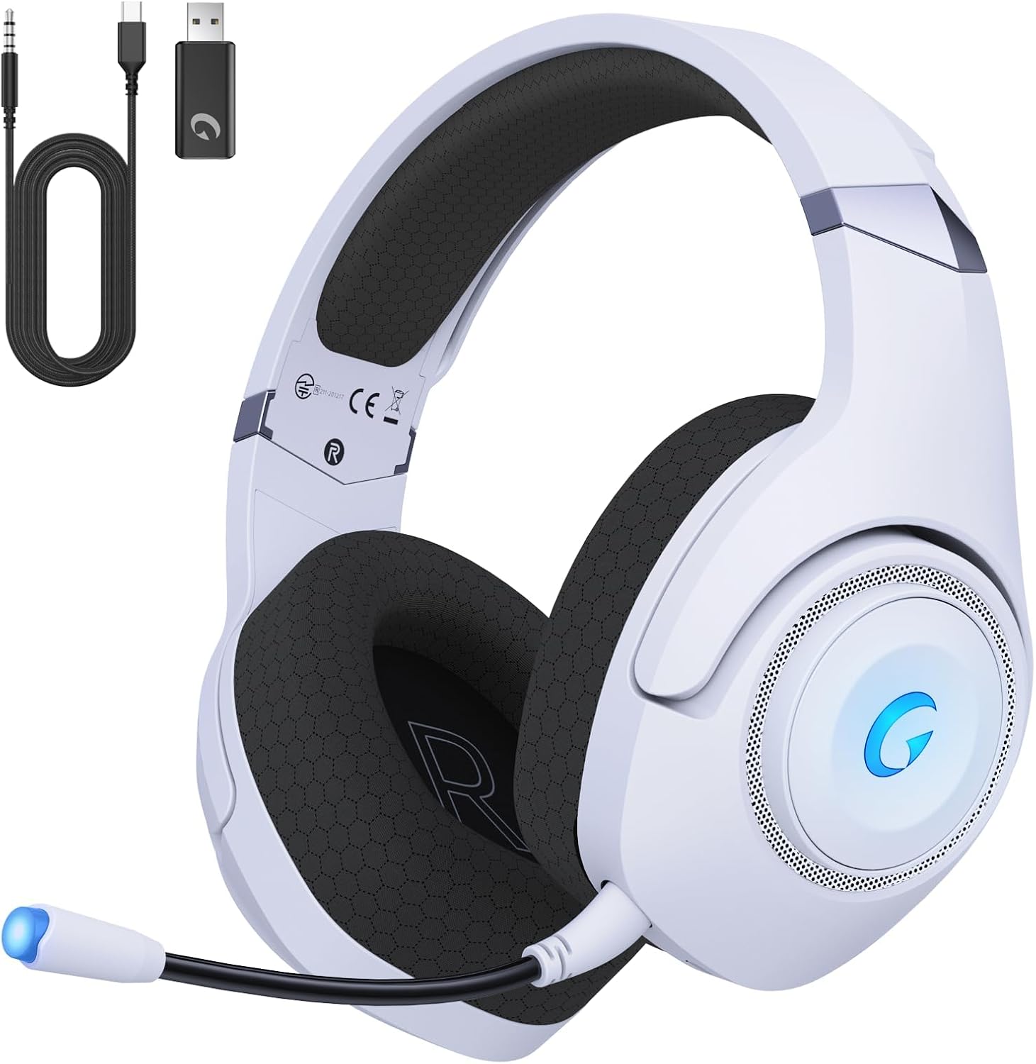 Kapeydesi Captain 400 wireless gaming headset front view in frosty white