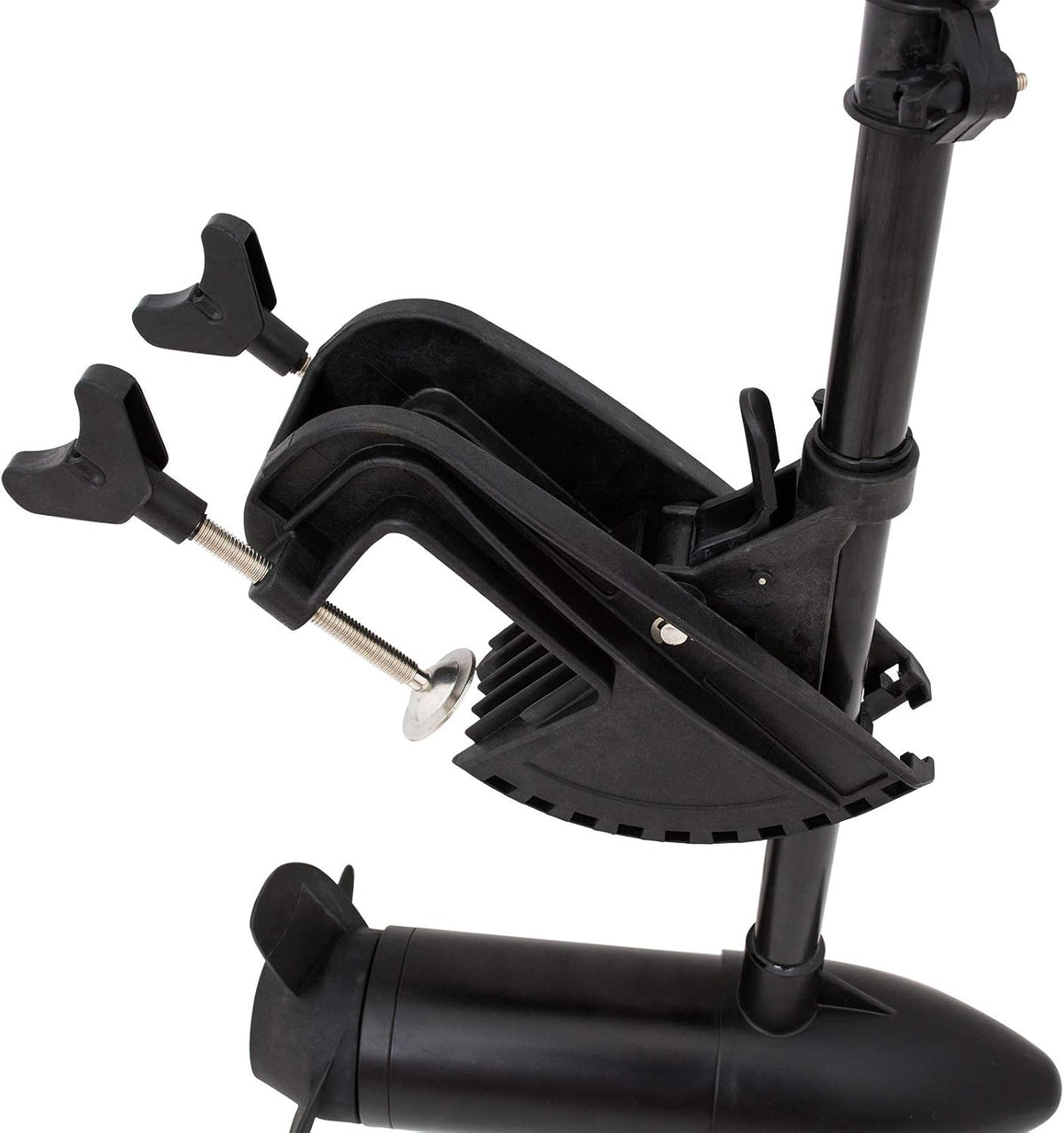 Side angle view of Annurssy boat engine outboard motor bracket and hardware