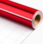 Merture metallic red wrapping paper roll front view showcasing brilliant mirror finish reflection