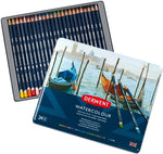 Derwent watercolour pencils front view in metal tin