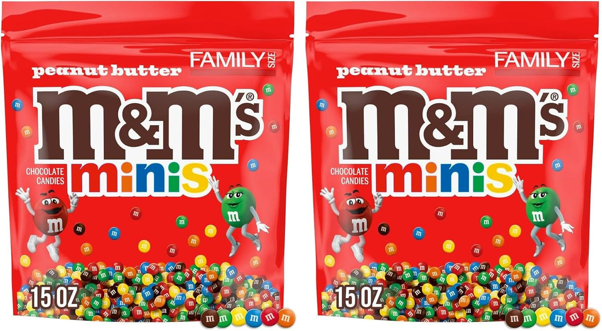 M&M'S MINIS Peanut Butter Milk Chocolate Summer Candy Bulk Summer Snacks, Family Size, 15 Oz Resealable Bag - Image 10