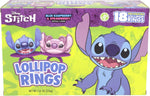 Flix Candy wearable lollipop rings featuring blue and pink alien character designs for birthday celebrations.