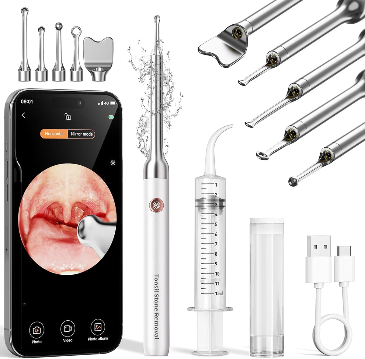 Feiorn upgraded visual tonsil stone remover kit front view