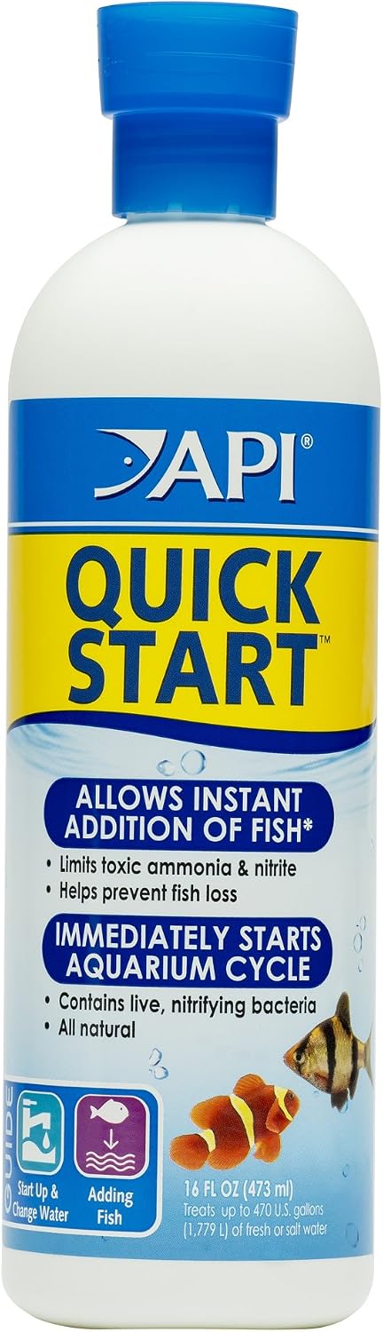 API Quick Start nitrifying bacteria 16-ounce bottle front view aquarium treatment