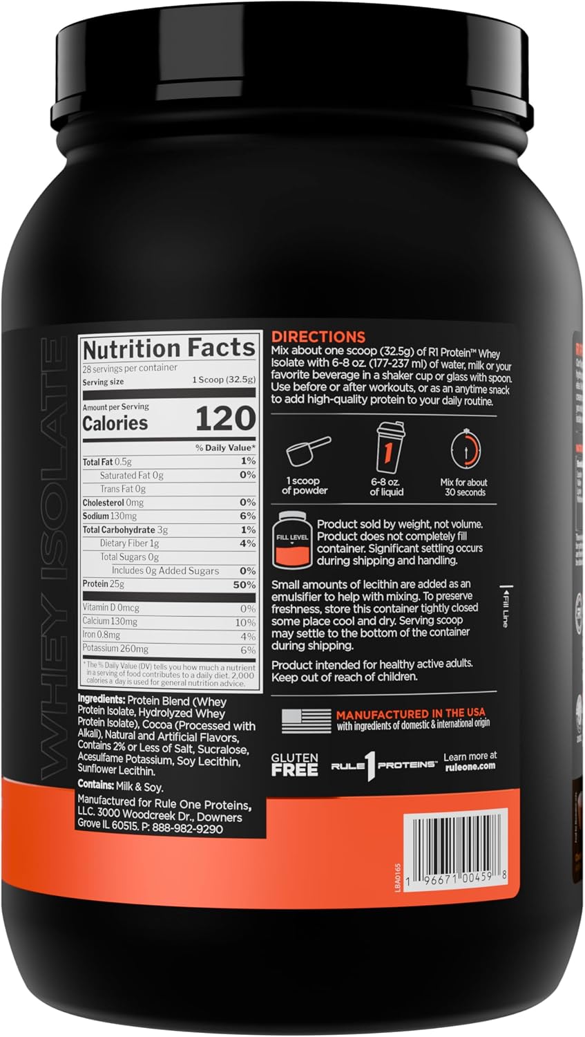 Rule 1 Proteins R1 Protein Chocolate Peanut Butter supplement facts label