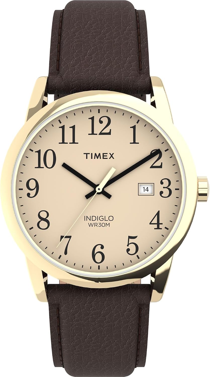Timex men's easy reader watch front view classic wristwatch