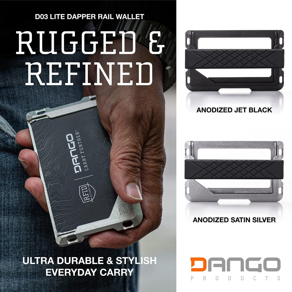 Dango slim minimalist wallet profile view with elastic cash band