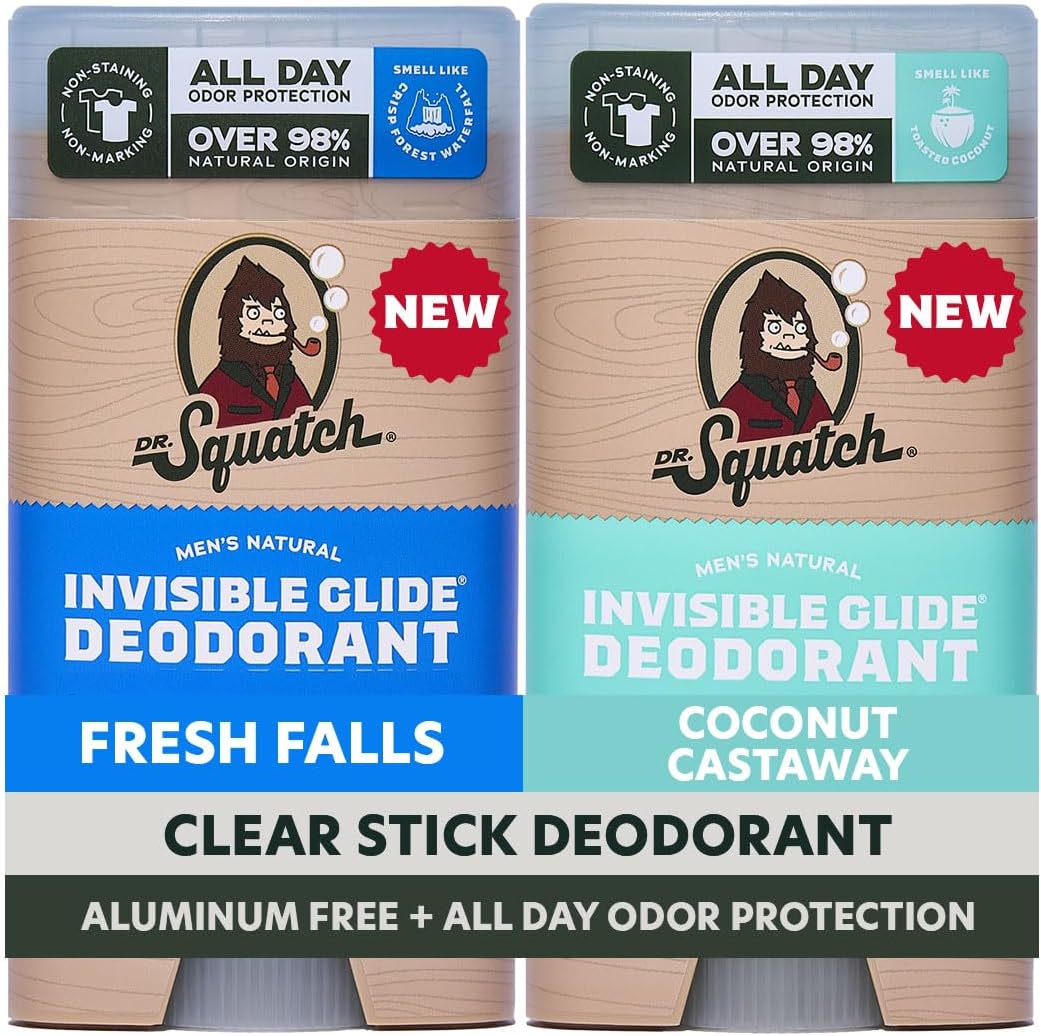 Dr Squatch Invisible Glide Natural Mens Deodorant front view two pack bundle