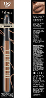 Milani Cafe Au Lait lip liner pencil nude brown swatch on hand