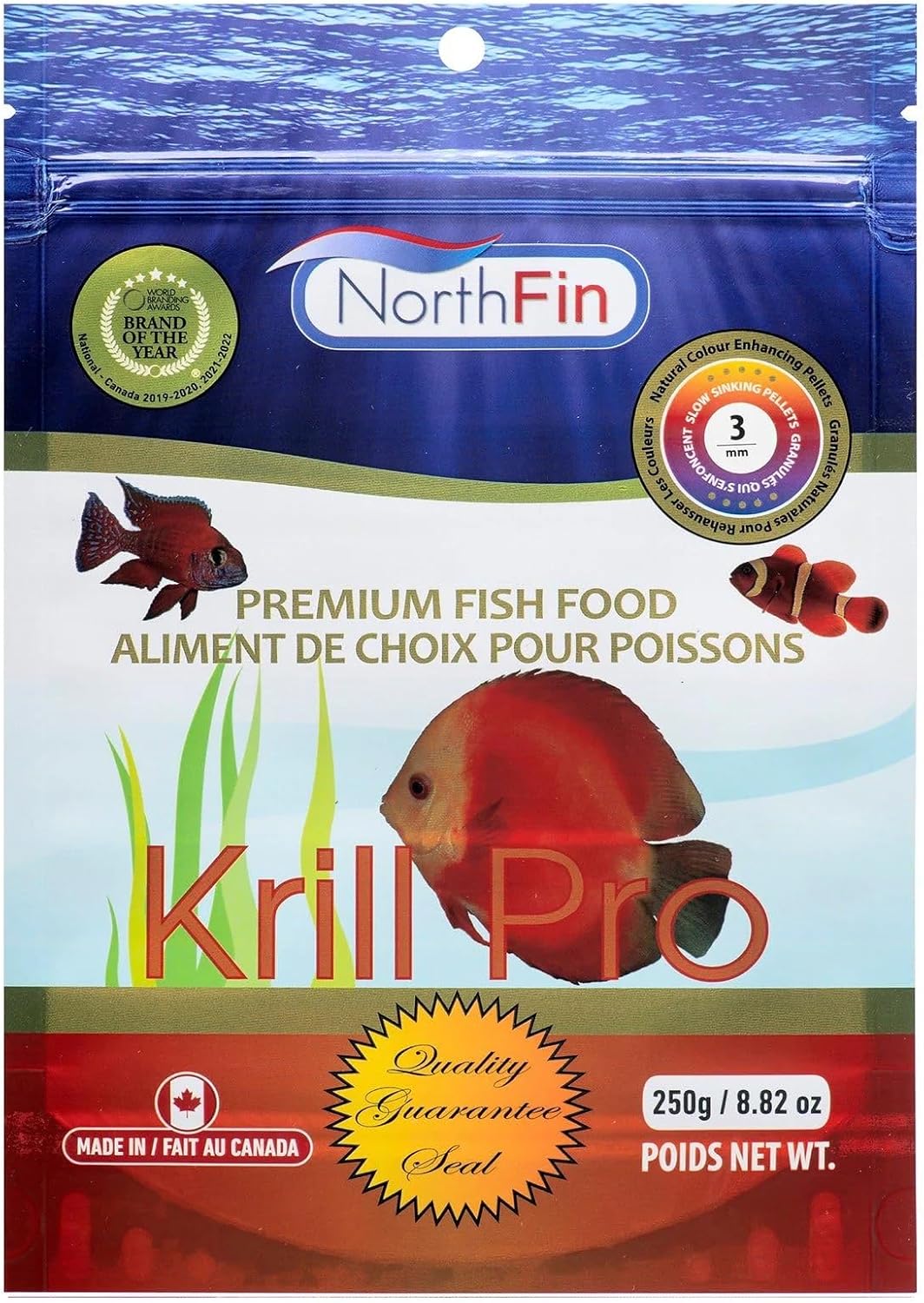 Northfin premium fish food feeding instructions label