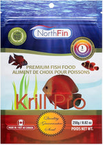 Marine fish swimming near slow-sinking Northfin Krill Pro food