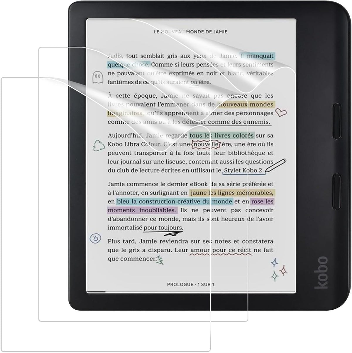 Caweet matte screen protector for Kobo Libra Colour front view