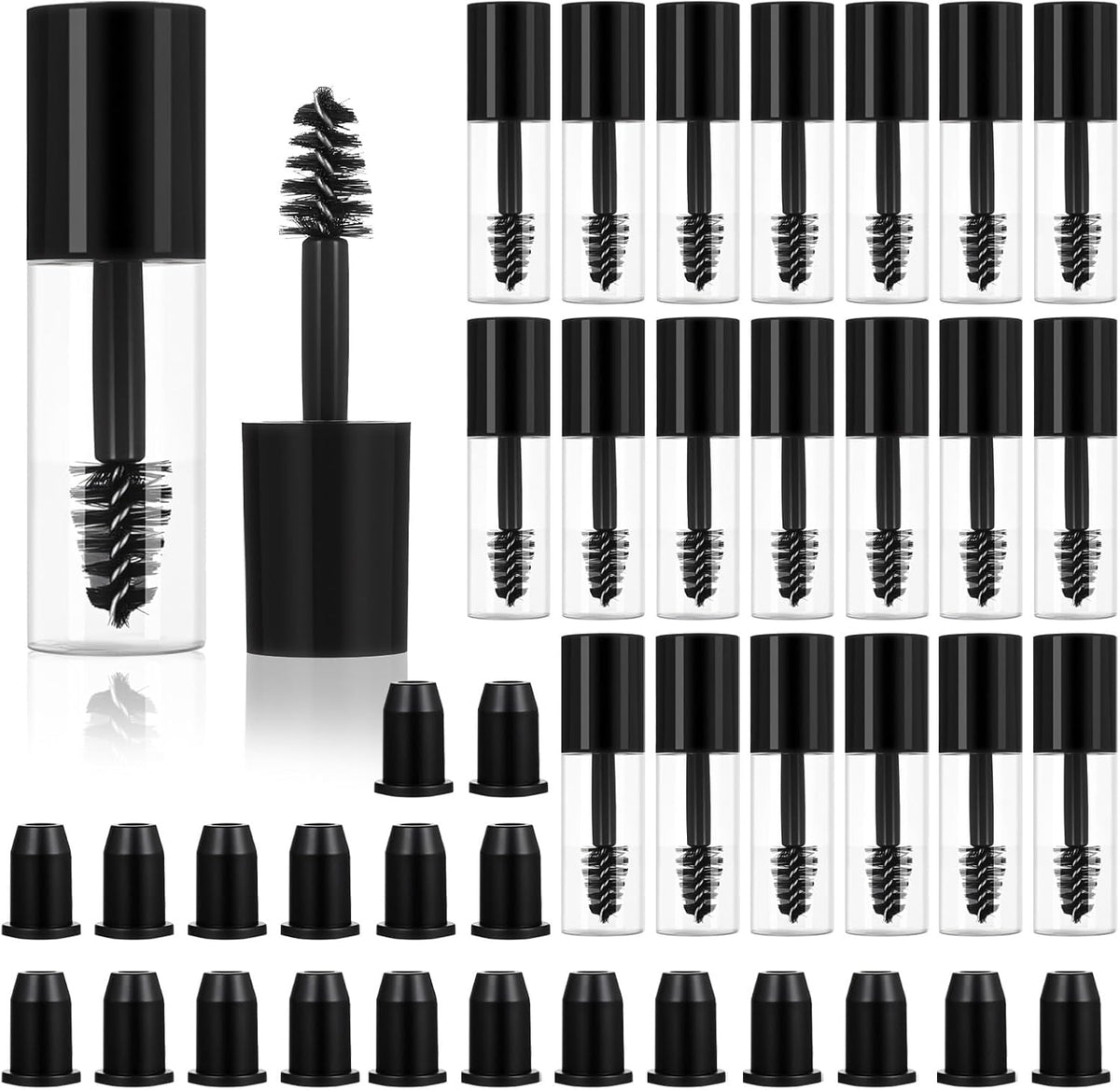 Telooco 20 piece empty mascara tube set with wands front view