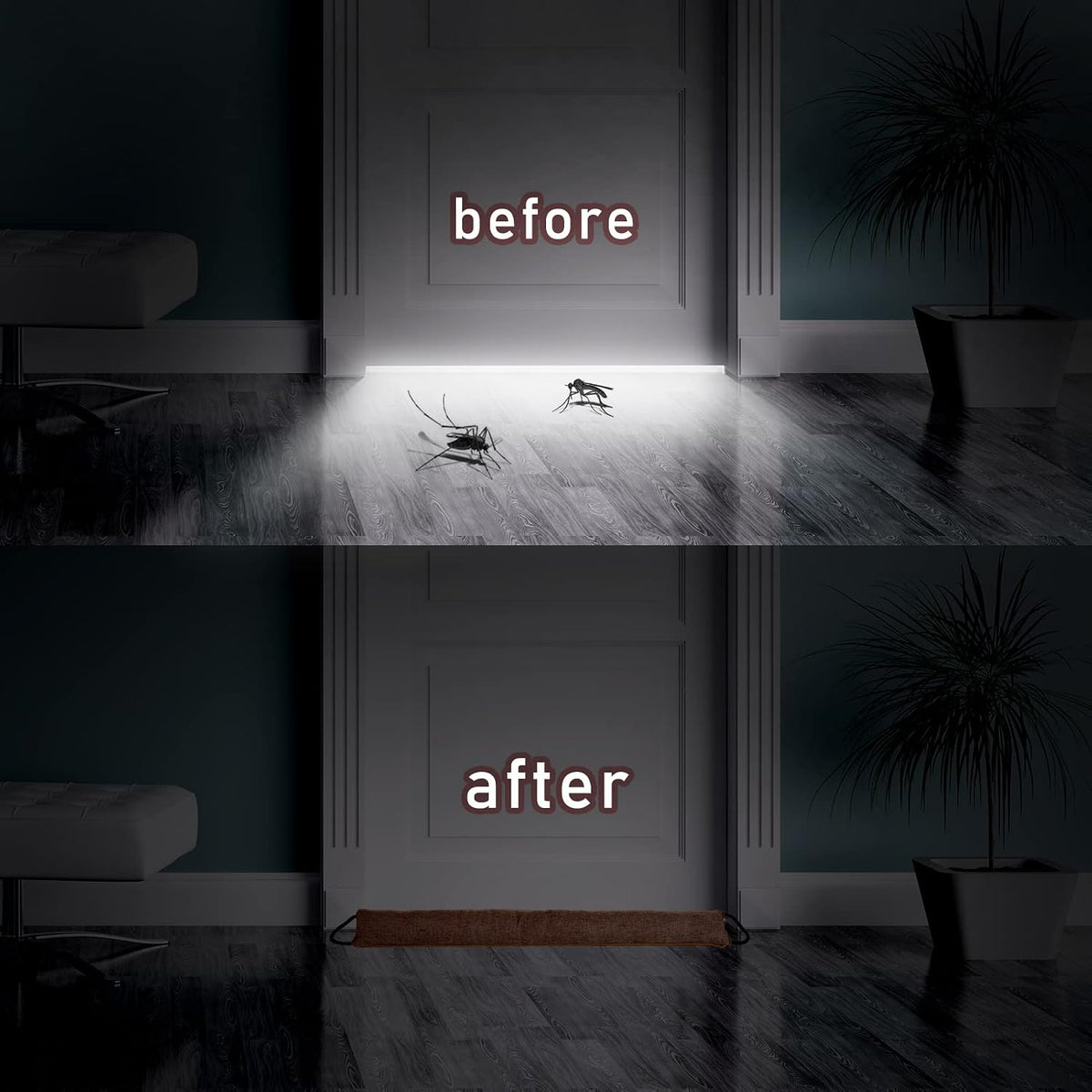 Heavy duty noise excluder seal for interior bedroom doors