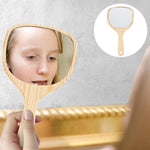 Balacoo round hand mirror natural wood grain texture
