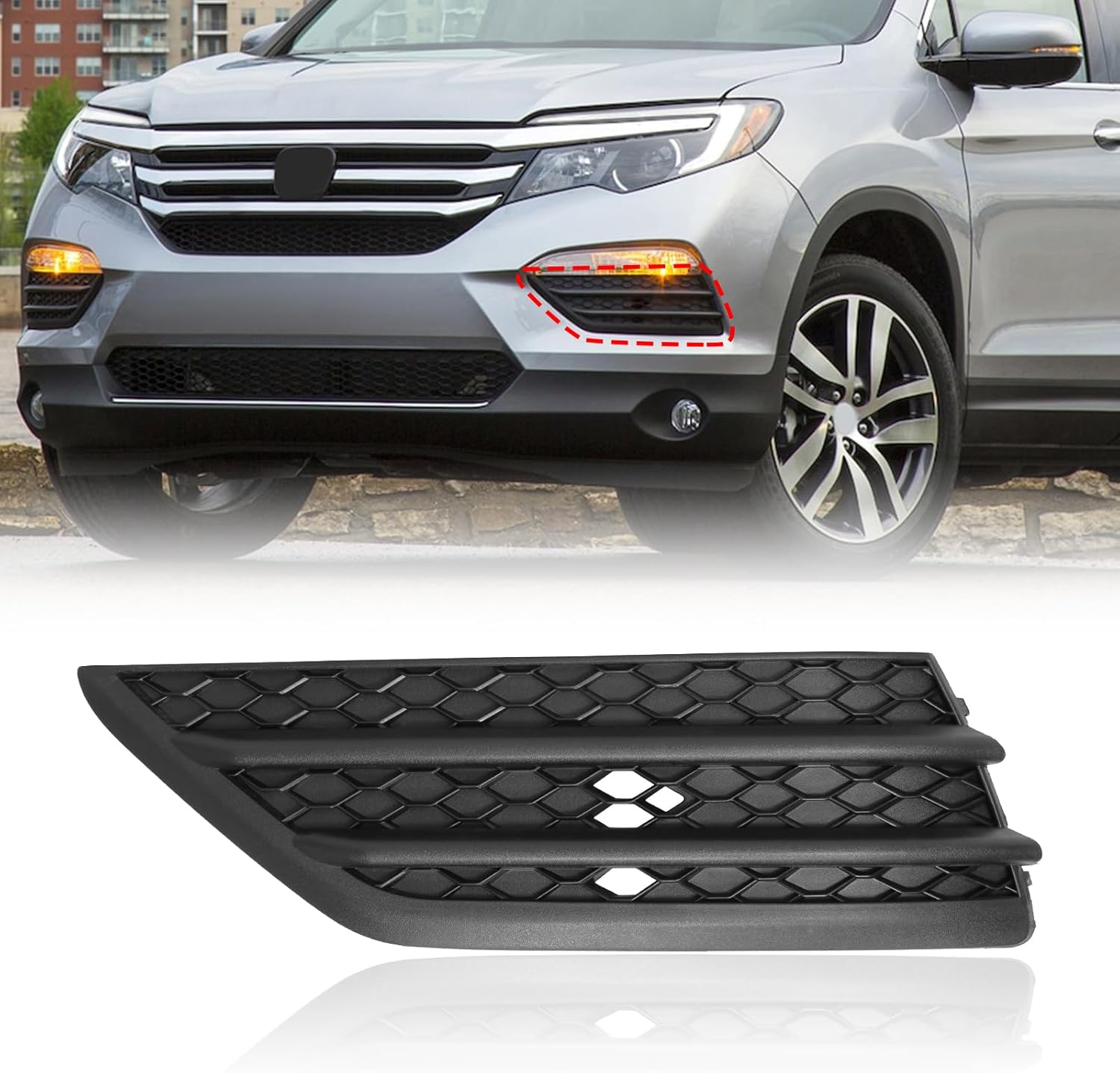 BXZ front bumper fog light cover driver side view