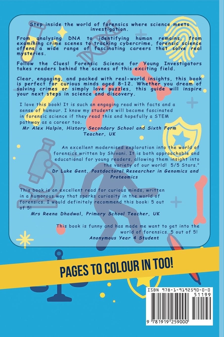 Shivani Sanger Follow the Clues forensic science book pages and details