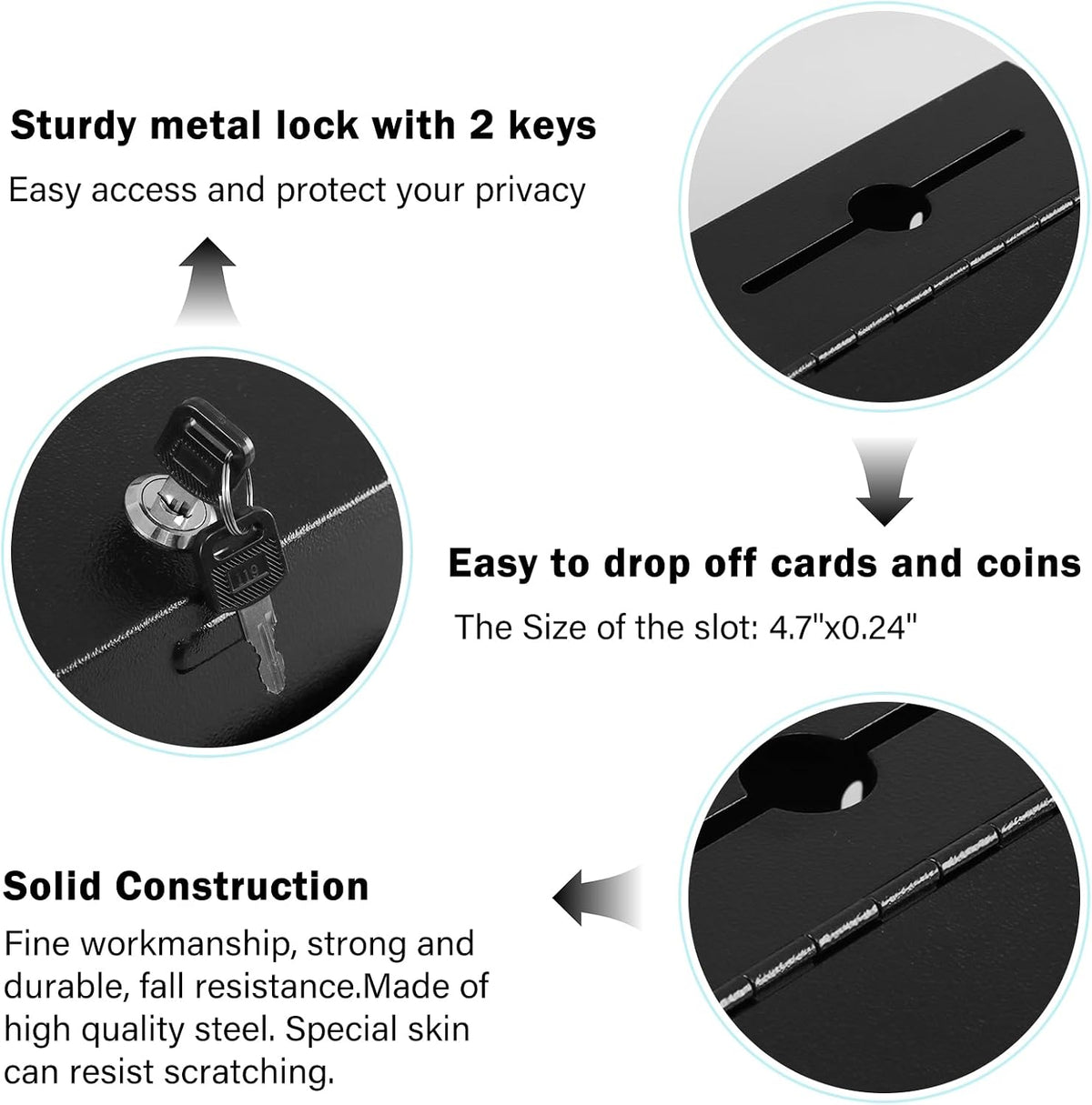 Xydled lockable box interior storage capacity