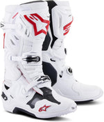 Alpinestars tech 10 supervented white and red boot side profile showing airflow ports