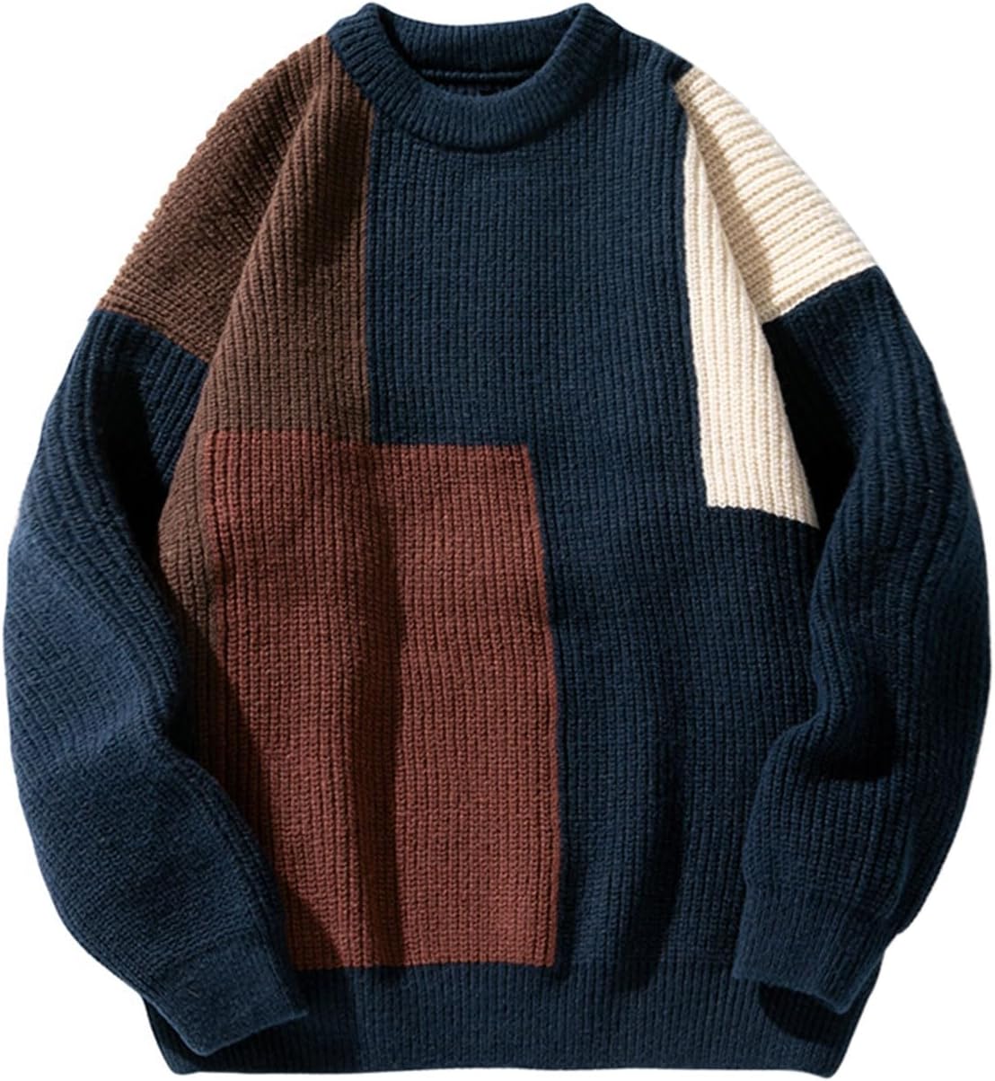 Laixton Mens Oversized Sweater Unisex Long Sleeve Cable Knit Sweaters Aesthetic Streetwear Casual Sweater Jumper Tops - Image 14