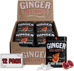 Pocket sized premium Ginger Delights tins perfect for travel and freshness.