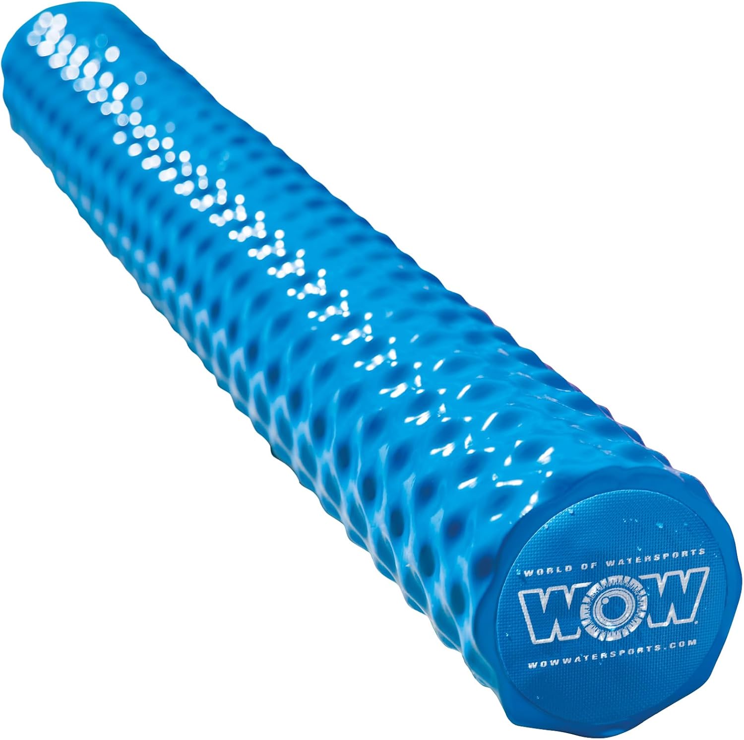 WOW Sports First Class Foam Pool Noodle front view showing heavy duty blue vinyl finish