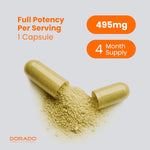 Professional studio shot of Dorado Nutrition turmeric bottle