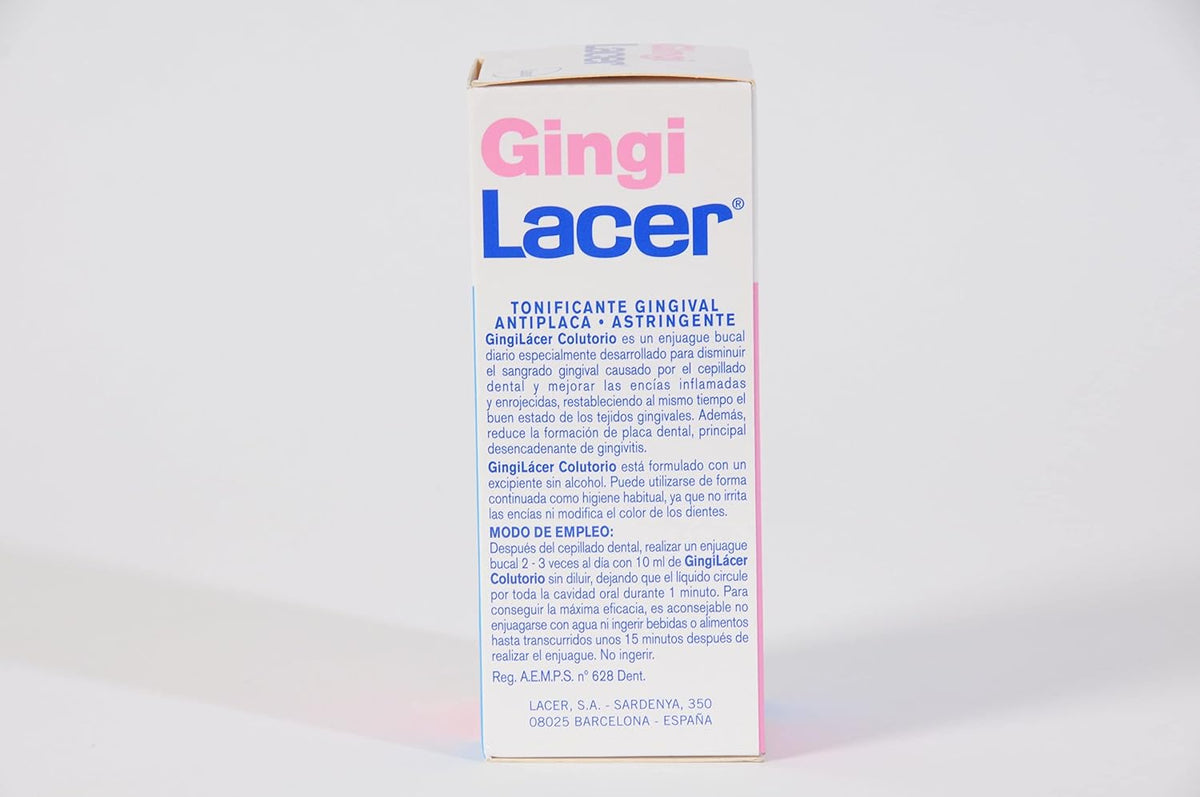 Lacer Gingi alcohol-free mouthwash label details