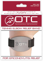 Graphite colored OTC compression strap worn on arm for support