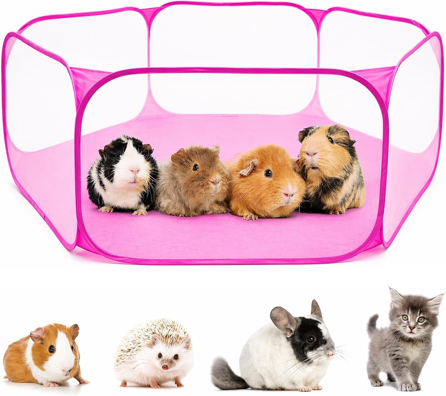 RYPET Guinea Pig Playpen - Breathable & Transparent Pet Playpen Pop Open Outdoor/Indoor Exercise Fence, Portable Yard Fence for Guinea Pig, Rabbits, Hamster, Chinchillas and Hedgehogs - Image 1