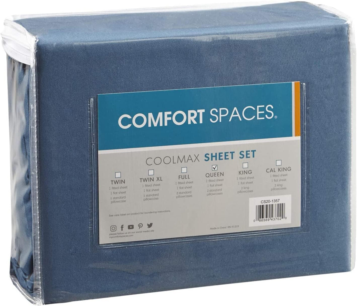 Comfort Spaces Coolmax Moisture Wicking Cooling Sheet Set, Full 4 Piece - Image 9