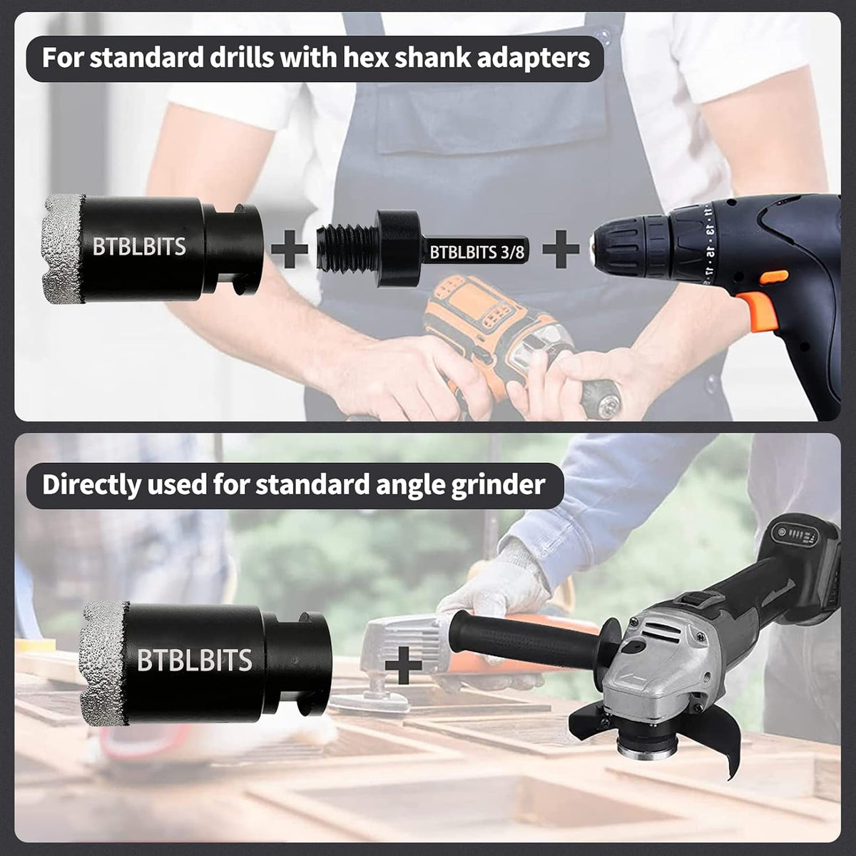BTBLBITS diamond drill bit with hex shank adapter