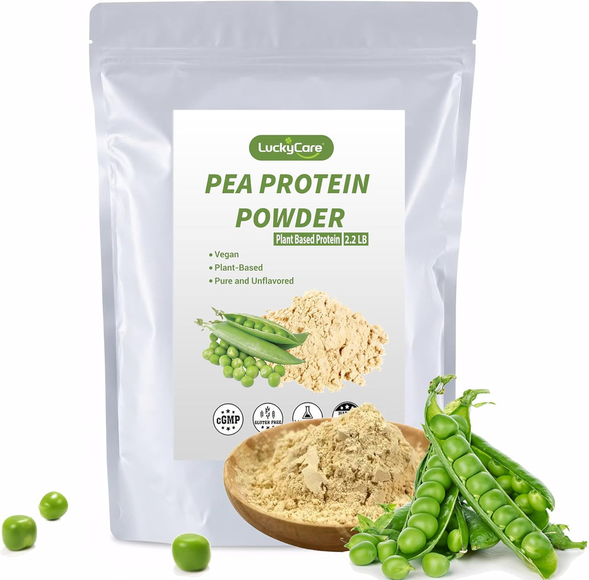 Luckycare Original Pea Protein Powder 2.2lb front view vegan supplement